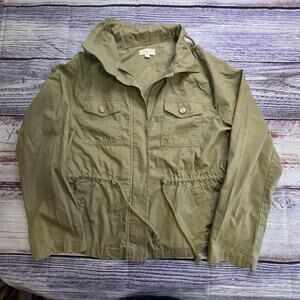 Loft Outlet Military Utility Olive Green Cargo Zip Up Drawstring Jacket Size LG